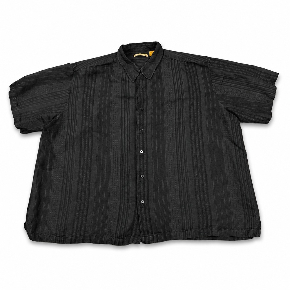 The Havanera Co. Guayabera Cabana Shirt Mens 3XL Black Textured Button Up